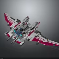 Futuristic Pink And White Spacecraft With Multiple Wings Blue Details For Space Exploration Mission