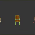 Colorful Patterned Chairs With Metal Legs In Blue Orange And Green Tones
