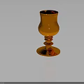 Orange Shiny Glass Cup With Decorative Layered Base For Household Daily Use