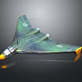 Concept Military Aircraft With Green Camouflage Triangular Wings Transparent Cockpit Yellow Nose And Cross Insignia