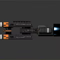 Futuristic Cosmic Space Modules With Stacked Structure And Orange Black Design