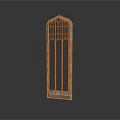 Gothic Style Decorative Grille Door With Arched Top And Slender Vertical Bars