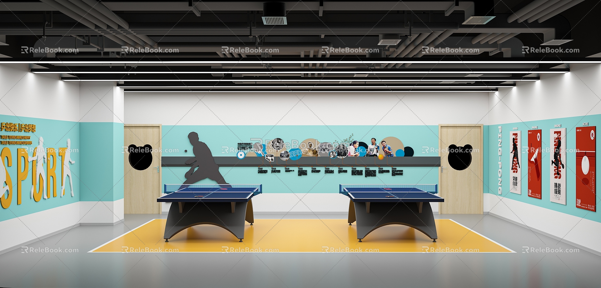 Modern Table Tennis Room Table Tennis Classroom 3d model