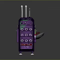 Weapon Dispensing Purple Machine Featuring Green Antennae Multiple Circular Slots And PUSH Button