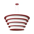Red and White Multi Layered Circular Chandelier with Woven Texture Modern Design 3d model