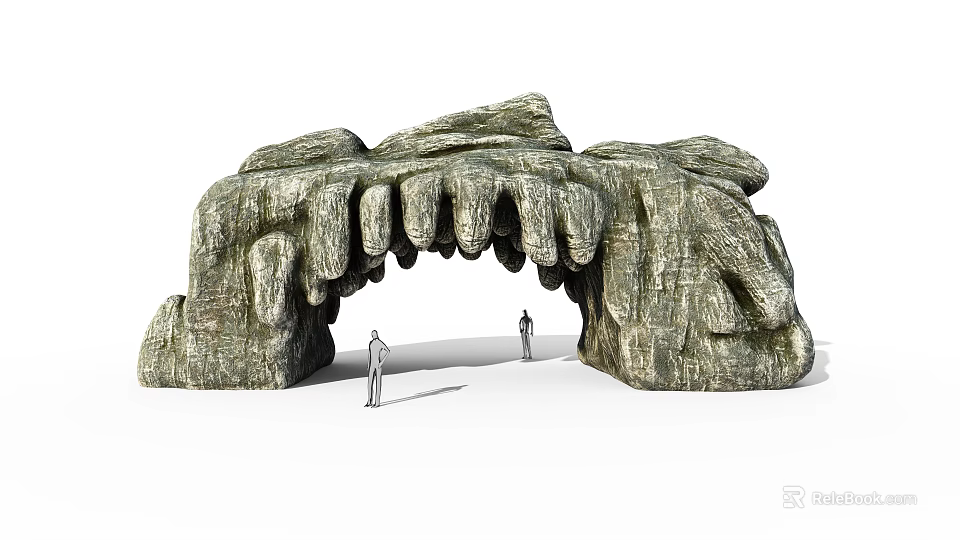 Natural Rock Arch Gate with Rough Stone Texture and Formation and Human Figures for Scale 3d model 