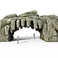Natural Rock Arch Gate with Rough Stone Texture and Formation and Human Figures for Scale