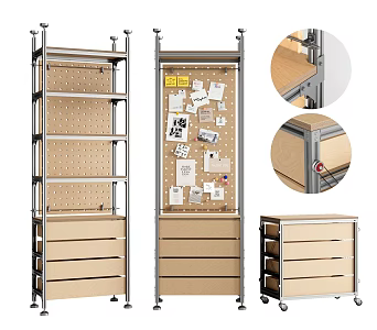 Modern Storage Rack Aluminum Profile Storage Rack Cave Board Display Rack Shelf Note Paper 3d model