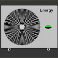 White Energy Efficient Air Conditioner Outdoor Unit With Fan Grille And Green Indicator Light