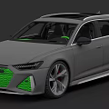 Gray Sporty Station Wagon With Green Grille And Silver Wheels Design