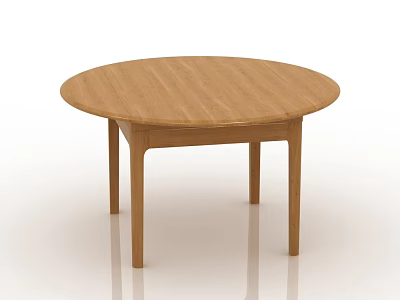 Round Wooden Dining Table With Simple Design Wood Grain Tabletop And Four Legs Structure 3d model
