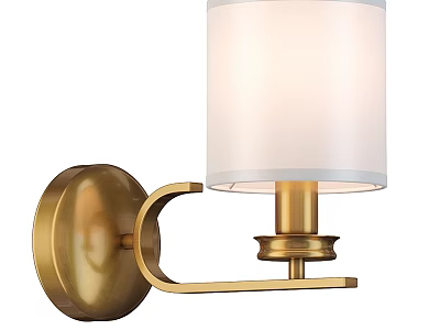 Elegant Brass Wall Sconce With White Fabric Lampshade And Modern Design 3d model