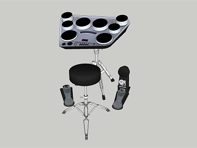 Electronic Drum Set with Drum Pads Stand Stool and Pedals for Music Practice 3d model