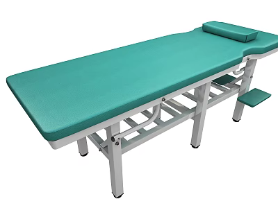 Professional Massage Bed With Green Mattress Sturdy Metal Frame And Headrest 3d model