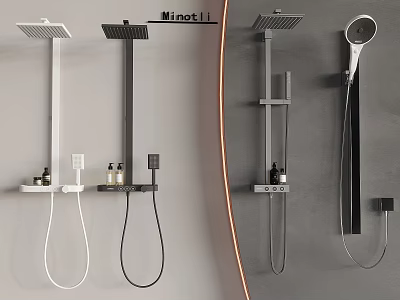 Modern Wall Mounted Shower Systems With Handheld Sprayers Matte Black White Gray Design 3d model