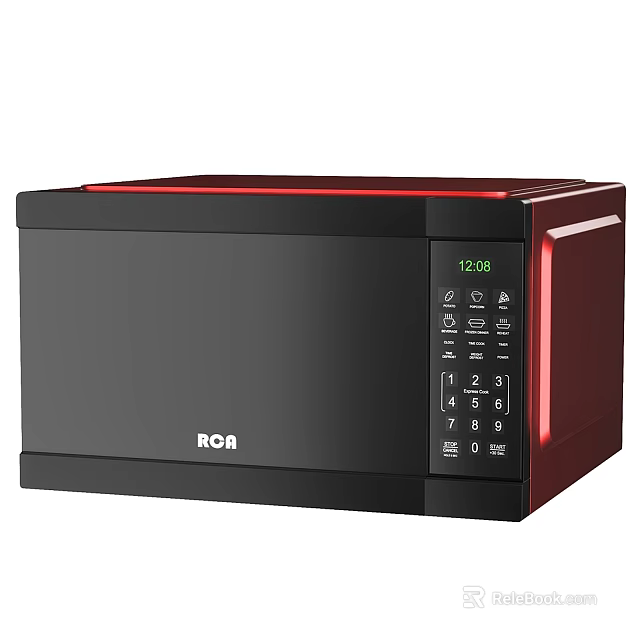 ROA Black And Red Microwave Oven With Digital Display And Control Panel Kitchen Appliance 3d model 