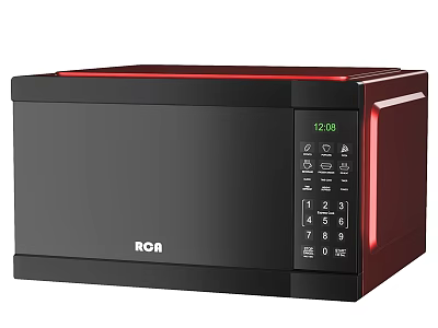 ROA Black And Red Microwave Oven With Digital Display And Control Panel Kitchen Appliance 3d model