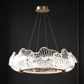 Modern White Chandelier With Petal Wave Hollow Design Hanging Light Shining Through