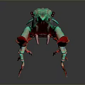 Turquoise and Red Lobster 3D Rendered Artwork with Large Claws on Dark Background