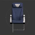 Modern Blue and White Upholstered Chair with Red Safety Belt and Metal Frame