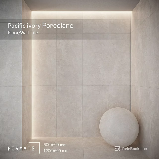 Interior Design Featuring Pacific Ivory Porcelain Floor Wall Tile With Round Decorative Object 3d model 