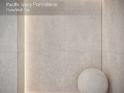 Interior Design Featuring Pacific Ivory Porcelain Floor Wall Tile With Round Decorative Object 3d model