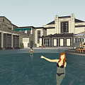 Elegant European Architecture with Circular Dome Ornate Columns and Portico Entrance