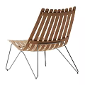 Modern Accent Chair With Wooden Slat Backrest And Sturdy Metal Legs Design