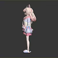 Cute Game And Movie Character With Pink Hair Rabbit Ears Blue Pink Hoodie Star Decorations