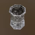Carved Stone Octagonal Planter with Intricate Patterns and Pedestal Base for Garden Plants