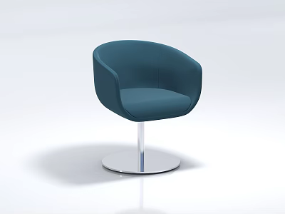 Teal Modern Accent Chair With Round Design And Silver Metal Base For Living Room 3d model