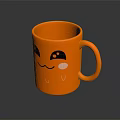 Cute Orange Mug With Smiley Face Design And Blush Cheeks On Black Background 3d model
