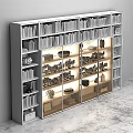 Modern Black Bookcase With Glass Doors Displaying Books Wine Glasses And Decorative Items