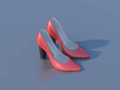 Stylish Red High Heels With Black Heels And Pointed Toe Design 3d model