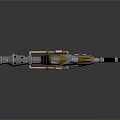 Futuristic Sci Fi Weapon With Long Barrel Grip Ammo Canister And Mechanical Structure