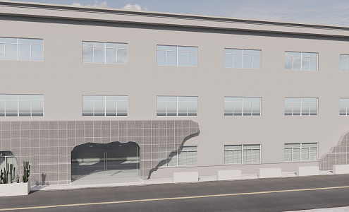 Modern Door Head Office Facade 3d model