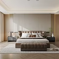 Modern Bedroom Interior Design With Upholstered Headboard And Floor to Ceiling Windows 3d model