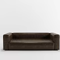 Brown Leather Large Sectional Sofa In Modern White Minimalist Setting 3d model