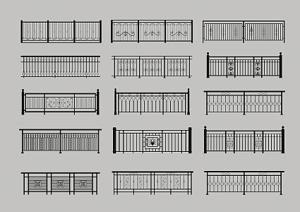 Jane European Iron Railing Metal Railing Fence Guardrail Handrail Iron Flower Railing 3d model