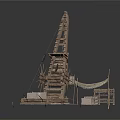 Industrial Construction Crane Structure With Metal Boom Arm And Base Platform