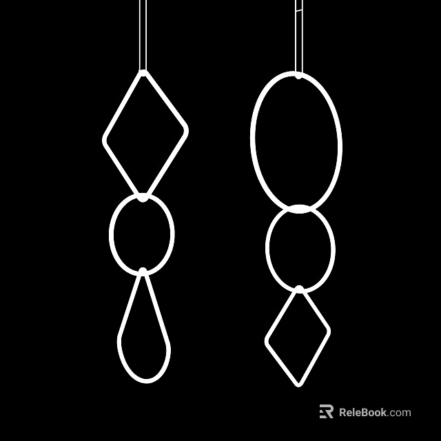 Modern Geometric Chandeliers Design Featuring Diamond Circular Oval And Teardrop Shapes 3d model 