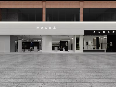 MAX Men And Women Clothing Store Front With Display Windows And Mannequins 3d model