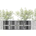 Garden Landscape Entrance Featuring Metal Grille Gate And Stone Wall Design