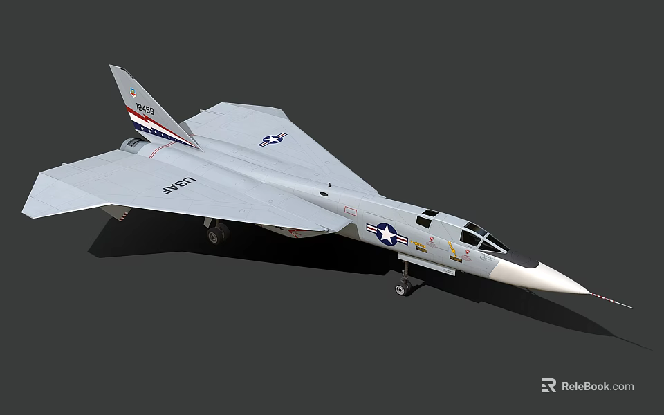 Gray Painted Fighter Jet With US Air Force Insignia And Serial Number 10125 3d model 
