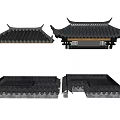 Chinese Traditional Roof Components With Classic Tile Structure And Overhanging Eaves 3d model
