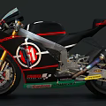 Black Sport Motorcycle with Red White Accents Number 51 Gold Forks Green Stripes Black Seat