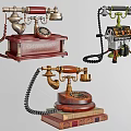 Vintage Digital Mobile Phones Collection With Different Styles And Metal Wooden Decorations Displayed