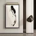 Modern Abstract Painting With Black White Brush Strokes For Minimalist Home Wall Decor