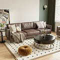 Quiet sofa tea table combination 3d model