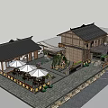 Traditional Chinese Ancient Village Architecture With Wooden Structure And Black Tile Roof